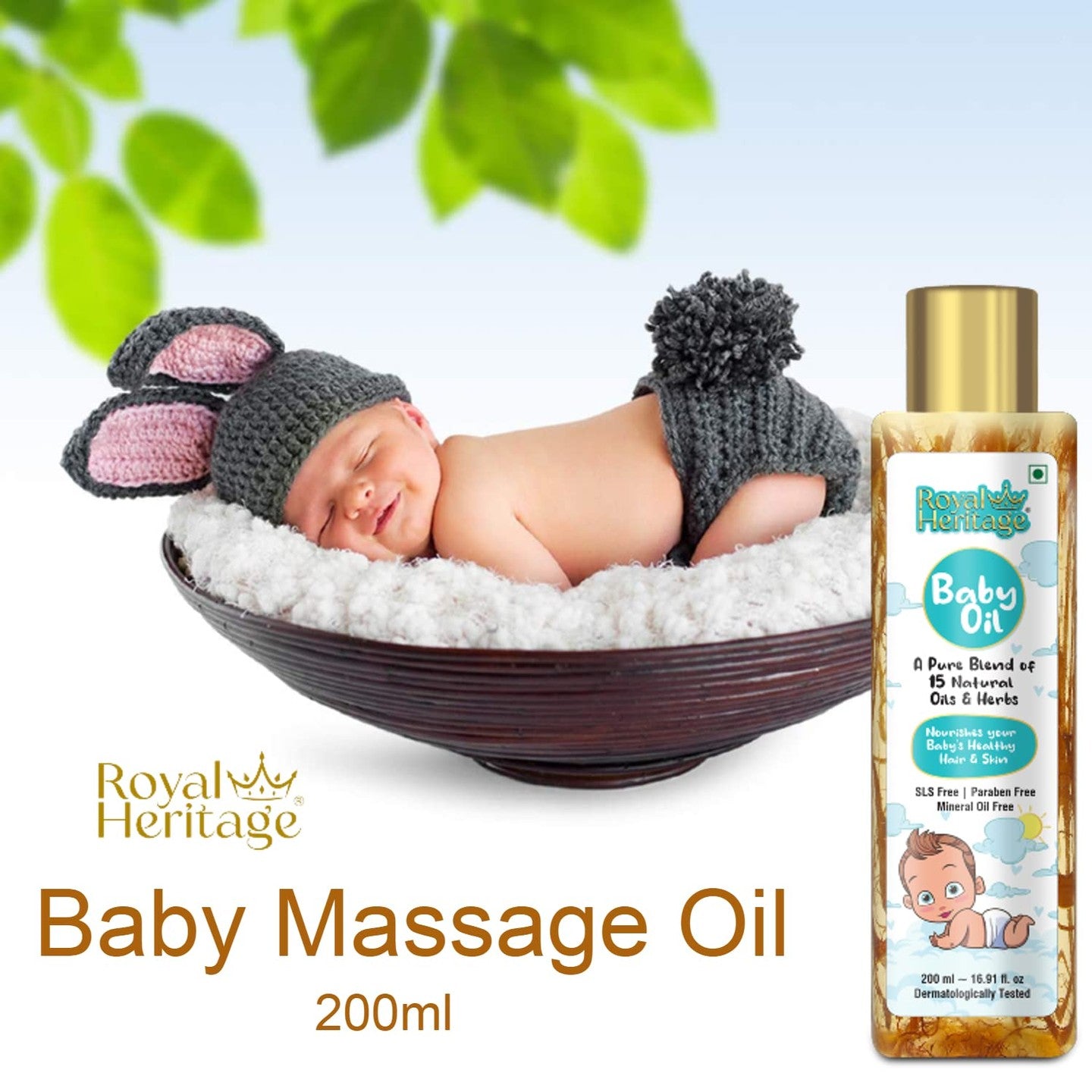 ROYAL HERITAGE 15 Herbs Baby Massage Oil - 200ml