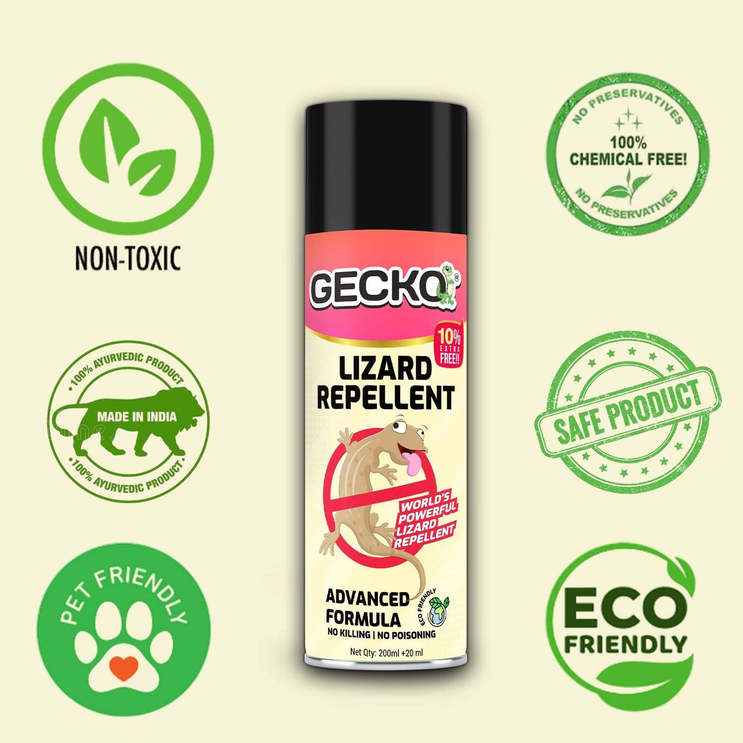 Lizard Repellent Spray | Gecko India's First Aerosol Based Lizard Spray Herbal | 220ml