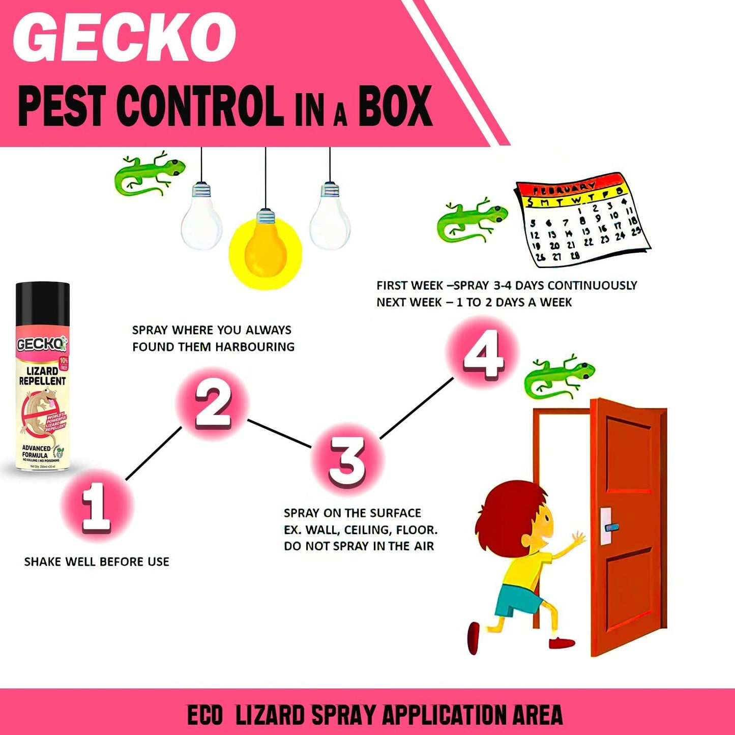 Lizard Repellent Spray | Gecko India's First Aerosol Based Lizard Spray Herbal | 220ml
