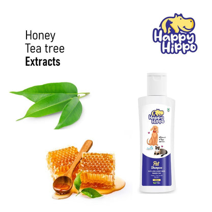 Happy Hippo Combo Pack - Pet Shampoo, Anti tick Shampoo, Dry Shampoo and Conditioner (one each)