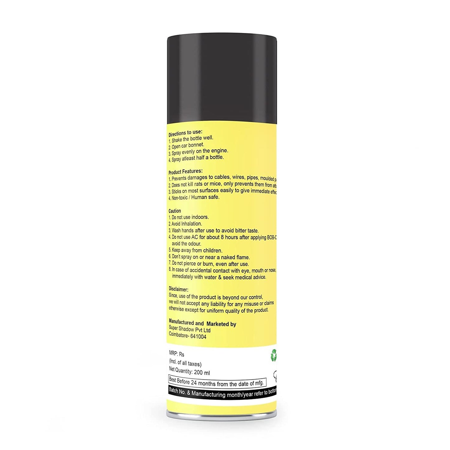 Rat Repellent Spray buy online - 200ml | BOB CAT 2X Advanced